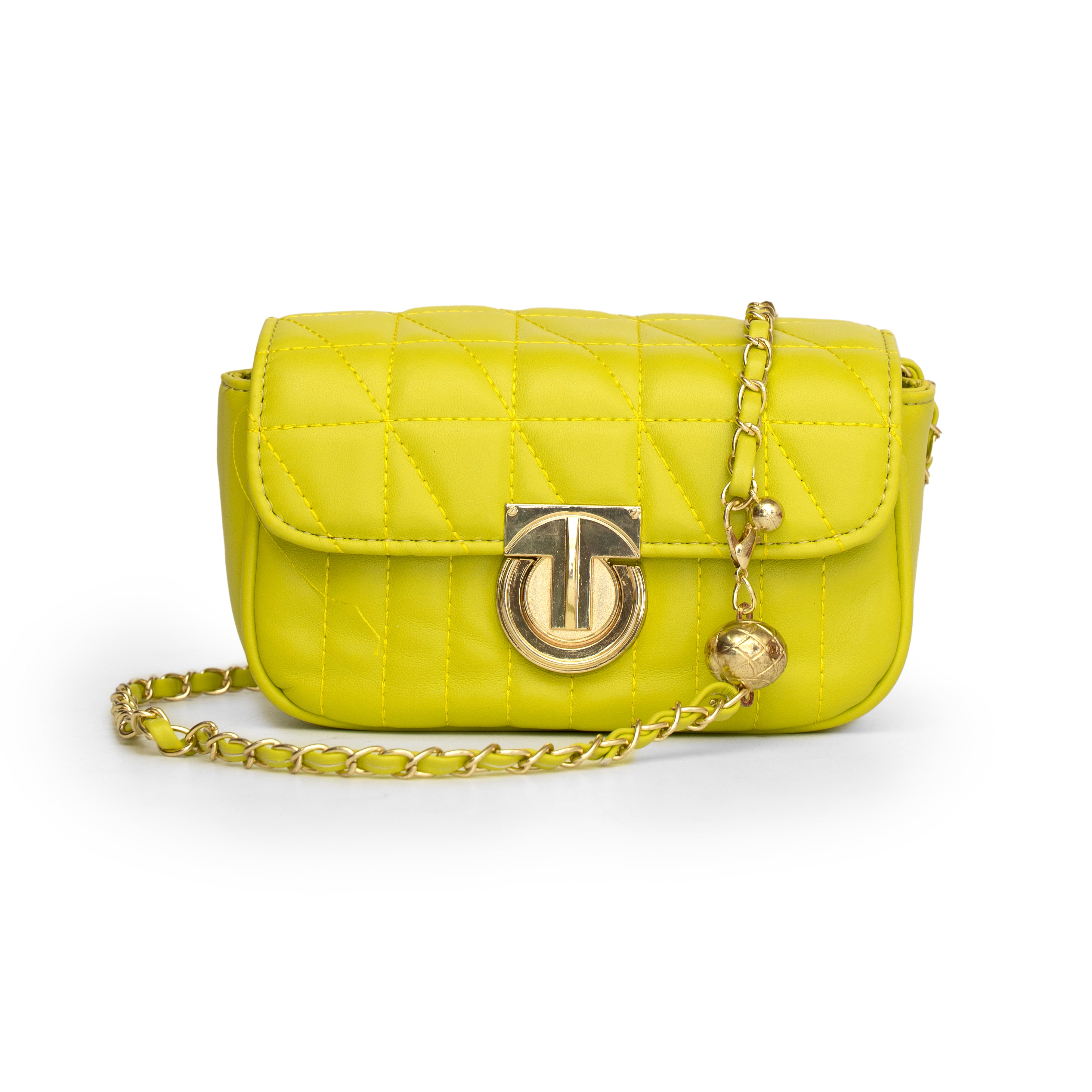 Women textured lime sling bag