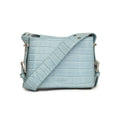 Women blue-grey textured hand bag