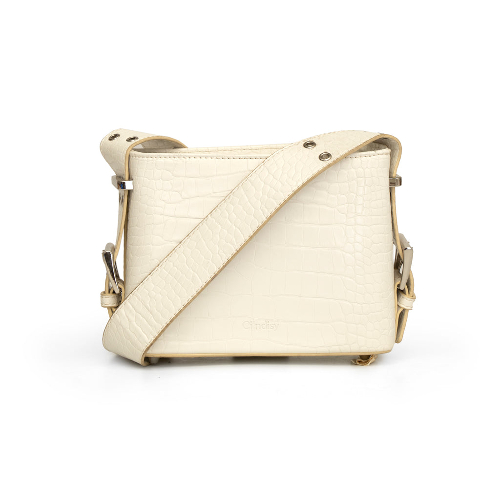 Women cream textured hand bag