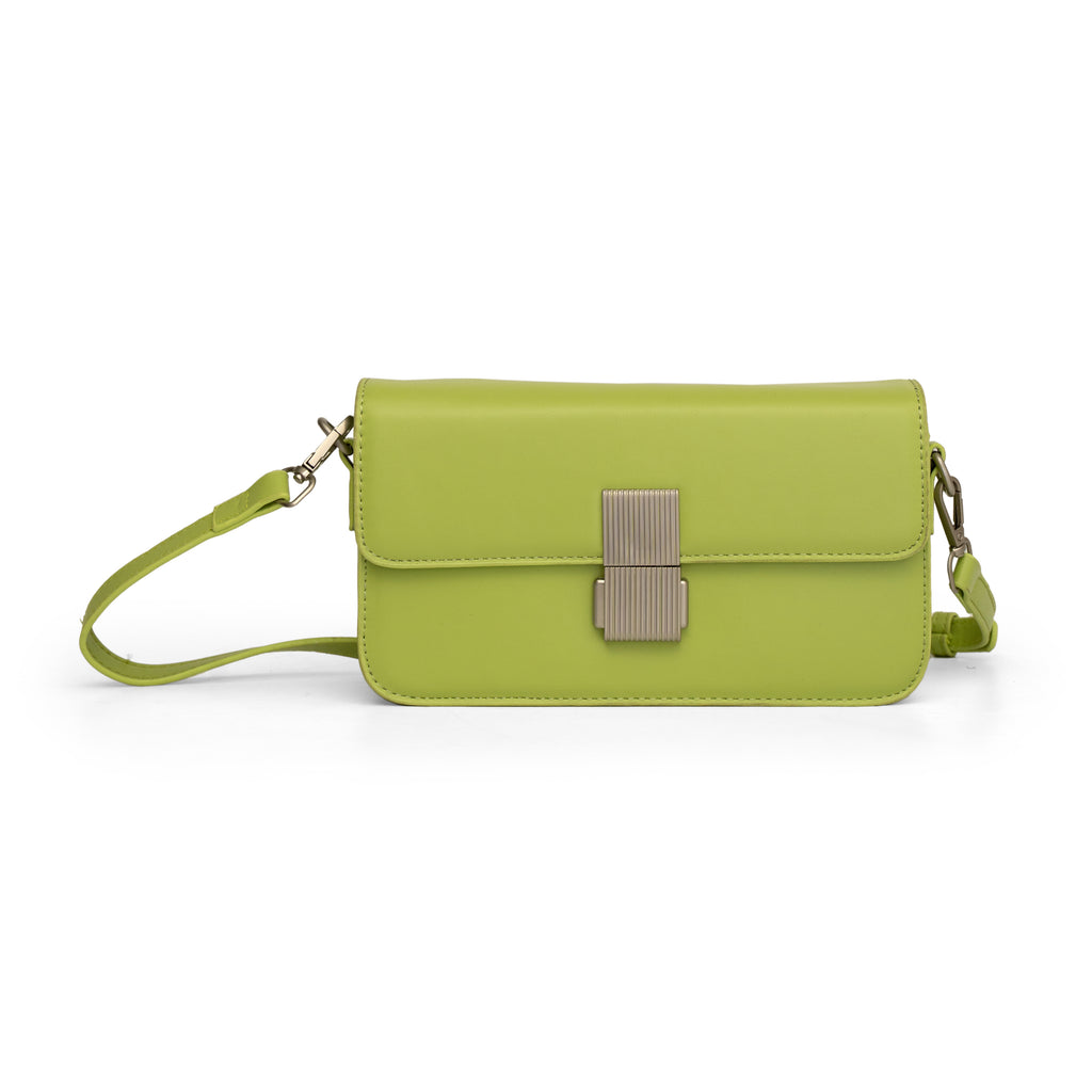 Women lemon green solid hand bag