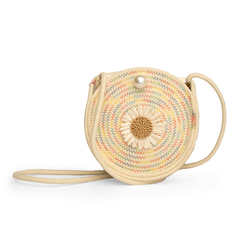 Cream threaded women fashion bag