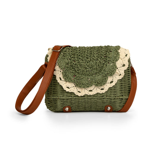 Olive green jute women outing bag
