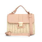 Peach-cream jute women hand bag