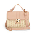 Peach-cream jute women hand bag