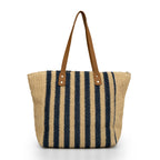 Women cream blue jute textured fashion bag