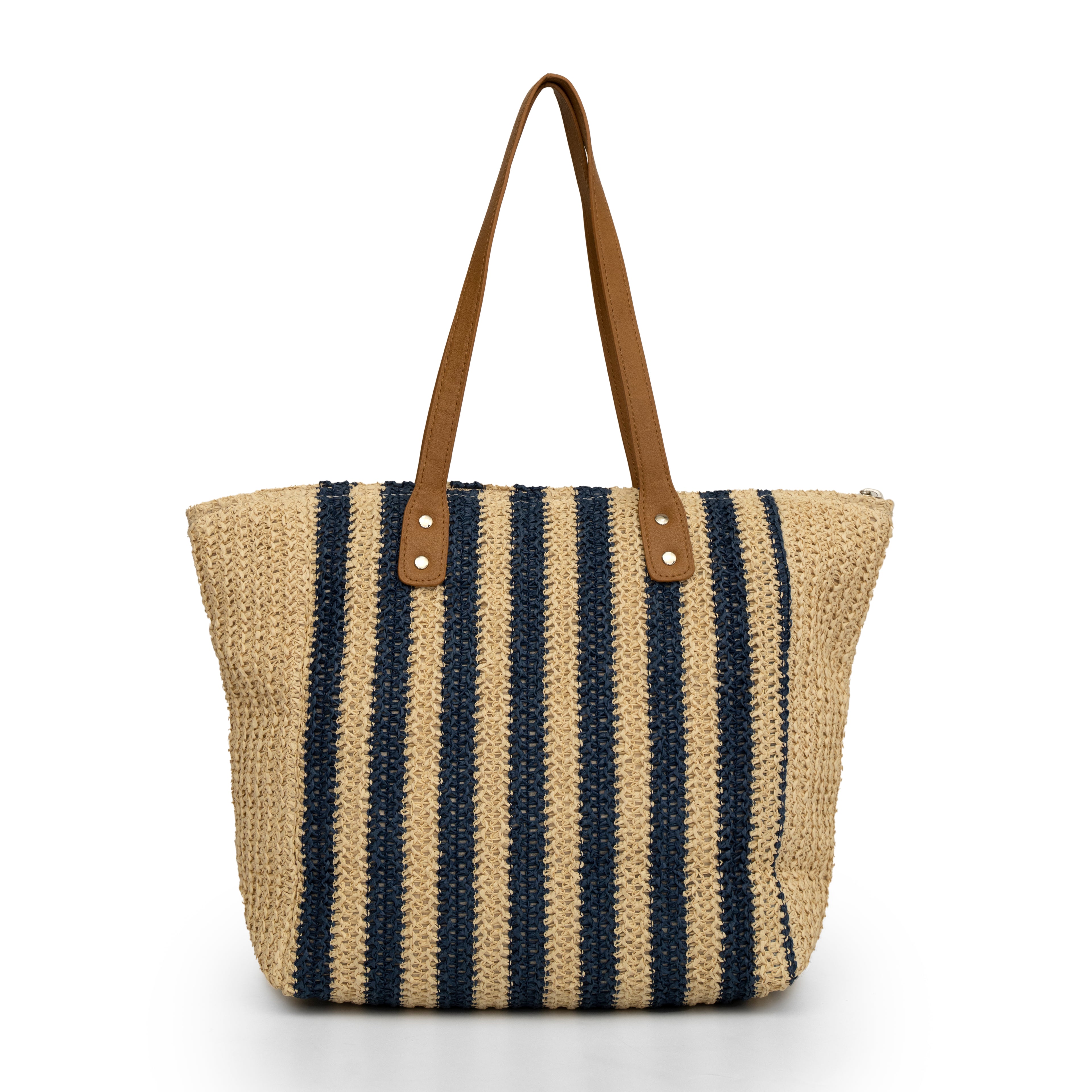 Women cream blue jute textured fashion bag