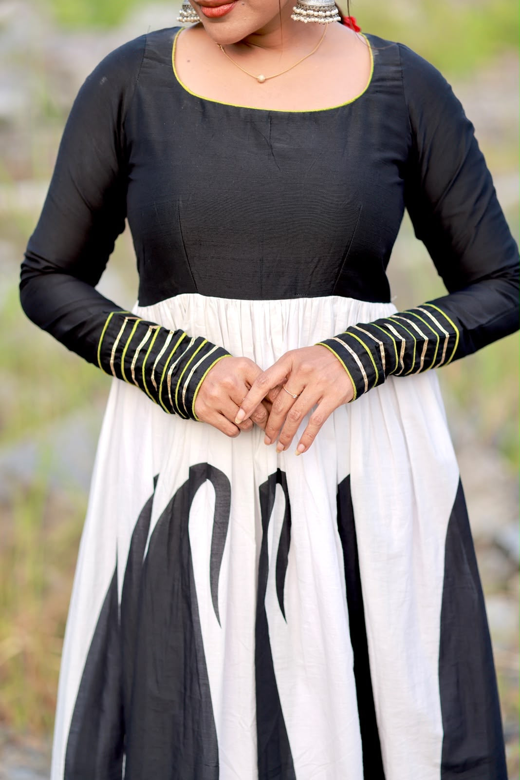 Pure cotton full length dress with full hand details