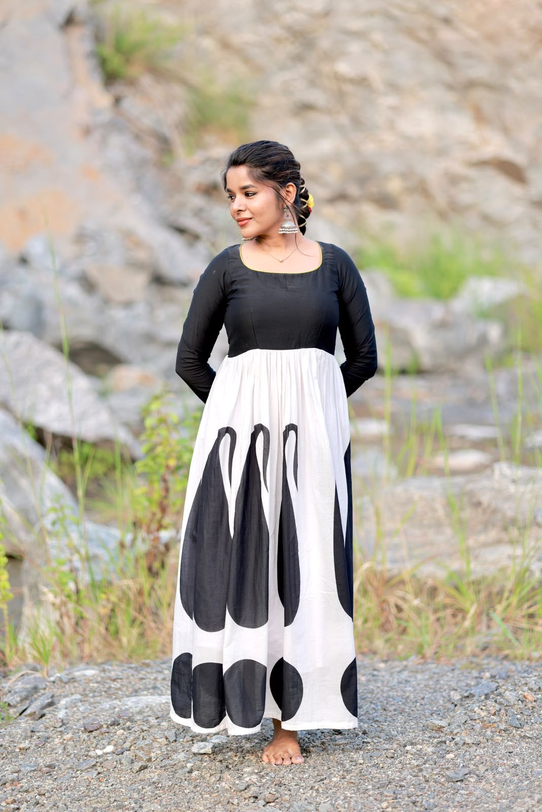 Pure cotton full length dress with full hand details