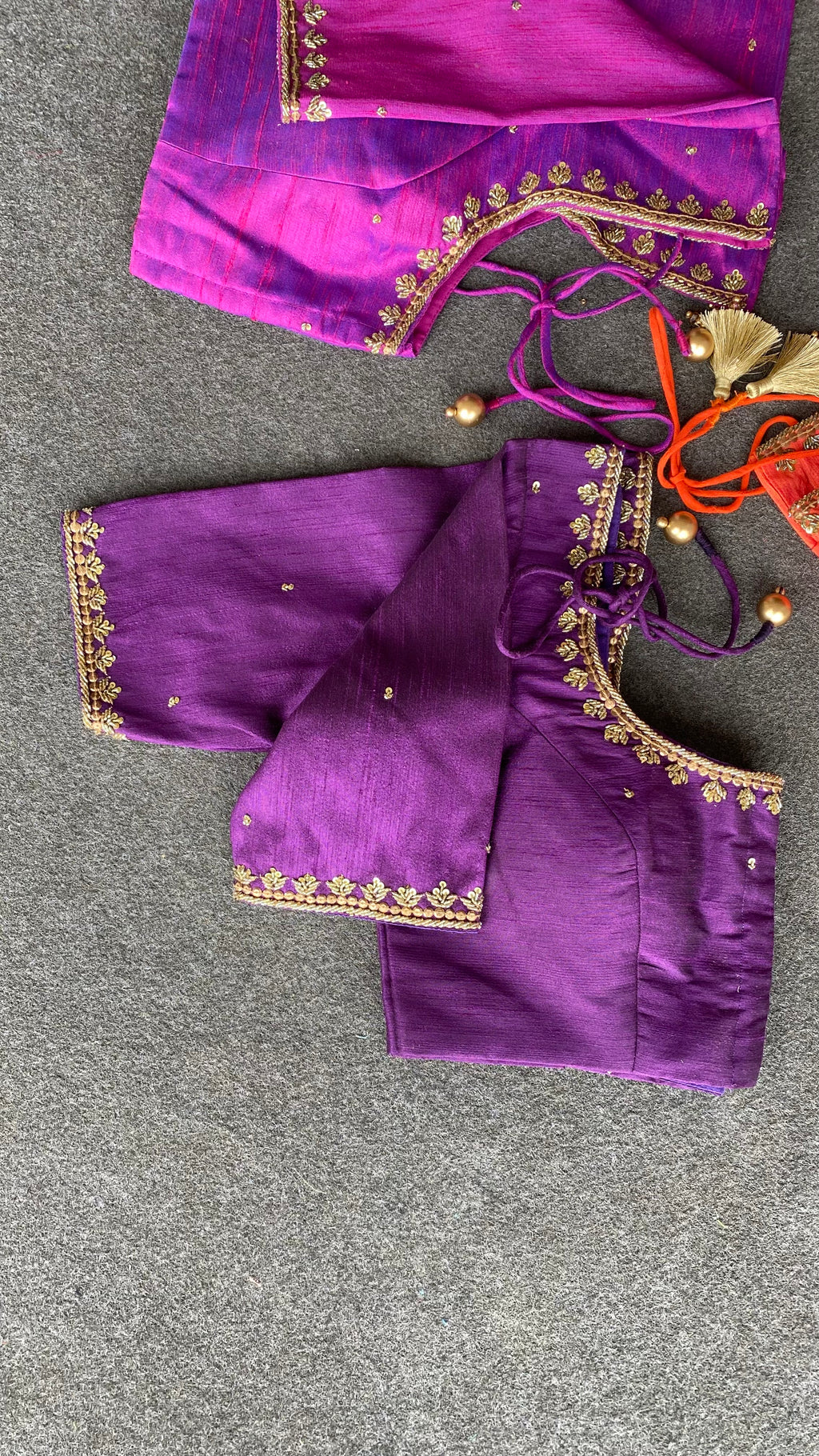 Purple silk heavy hand worked blouse
