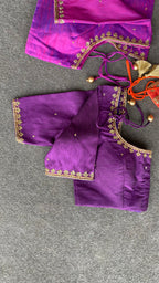 Purple silk heavy hand worked blouse