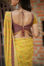 Brown cotton intricate hand work blouse (only blouse)