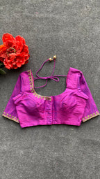 Magenta silk heavy hand worked blouse