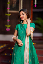 Green paisley zari woven kurti