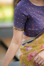 Mehandi green georgette saree with hand work blouse