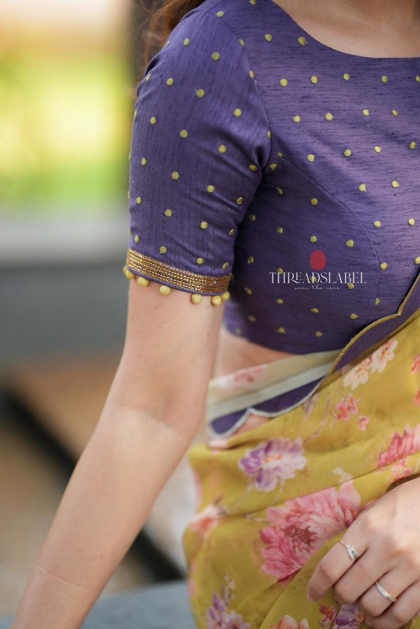 Purple silk intricate hand work blouse (only blouse)