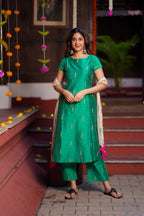 Green paisley zari woven kurti