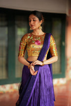 Purple gold embroidery lehenga