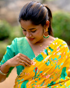 Green tissue hand work blouse (only blouse)