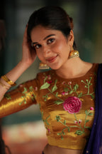 Purple gold embroidery lehenga