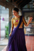 Purple gold embroidery lehenga