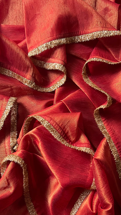 Red soft tissue saree