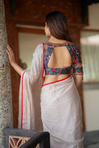 Blue kalamkari hand work blouse (only blouse)