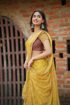 Brown cotton intricate hand work blouse (only blouse)