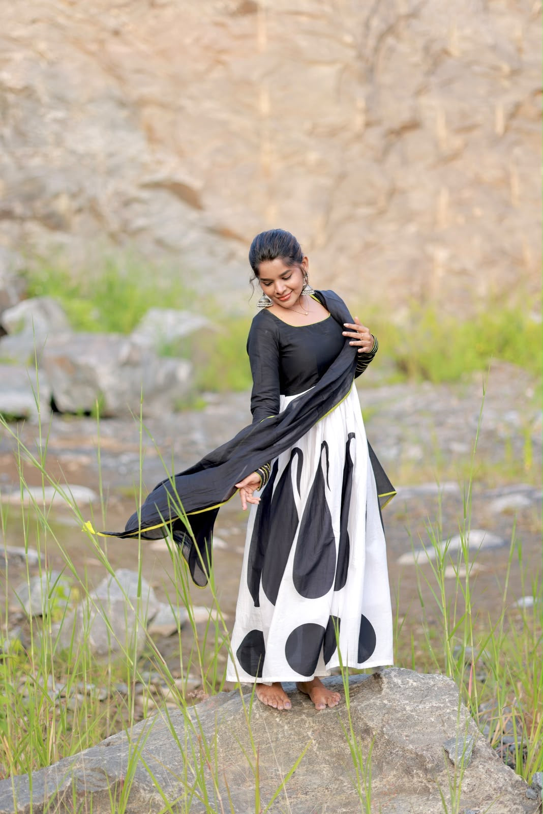 Pure cotton full length dress with full hand details