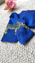 Blue silk hand made blouse