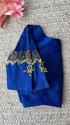 Blue silk hand made blouse