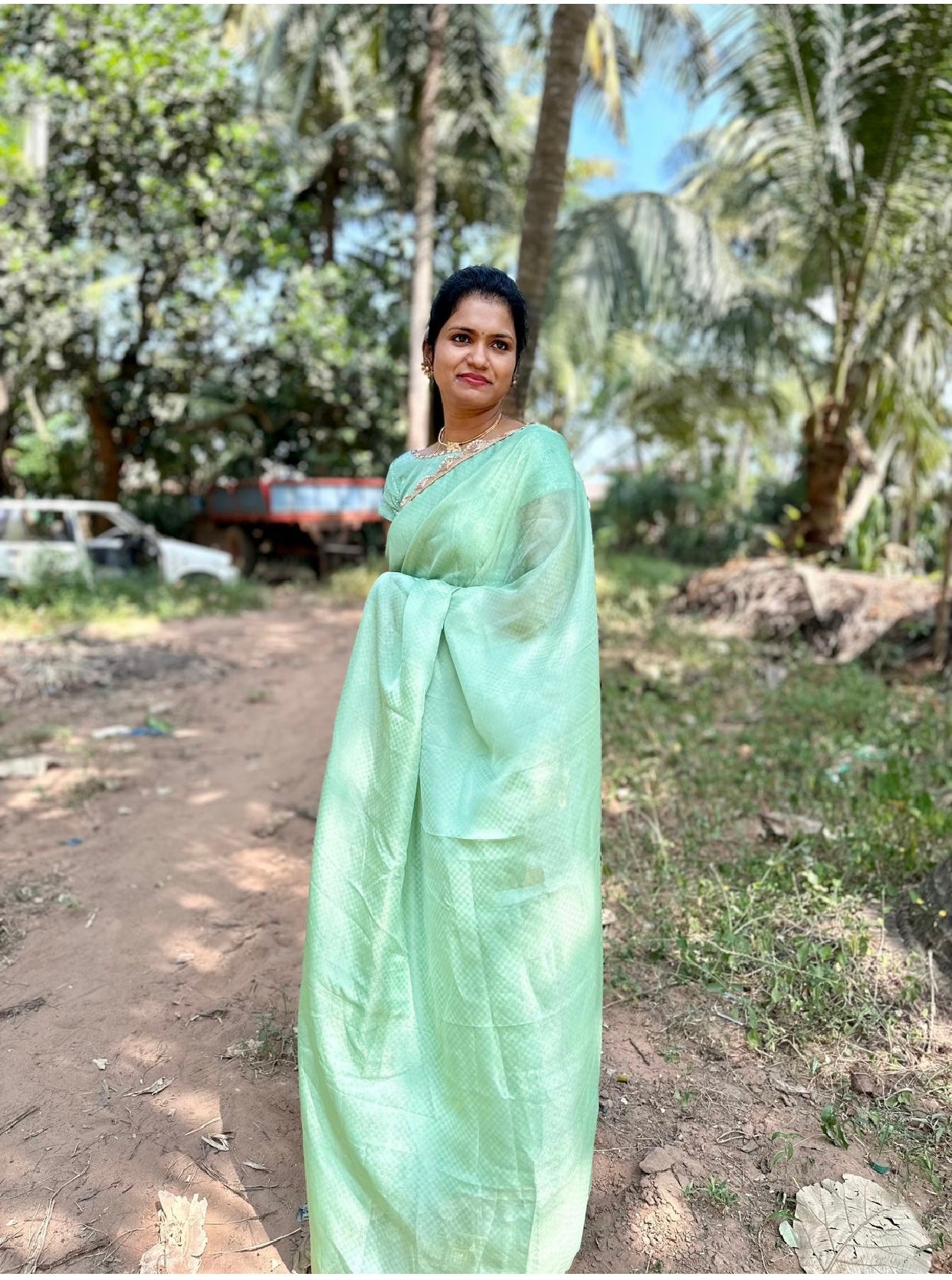 Grey georgette saree with sequins blouse