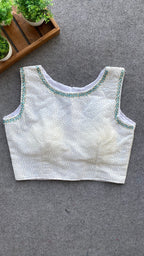White crochet embroidery hand worked blouse