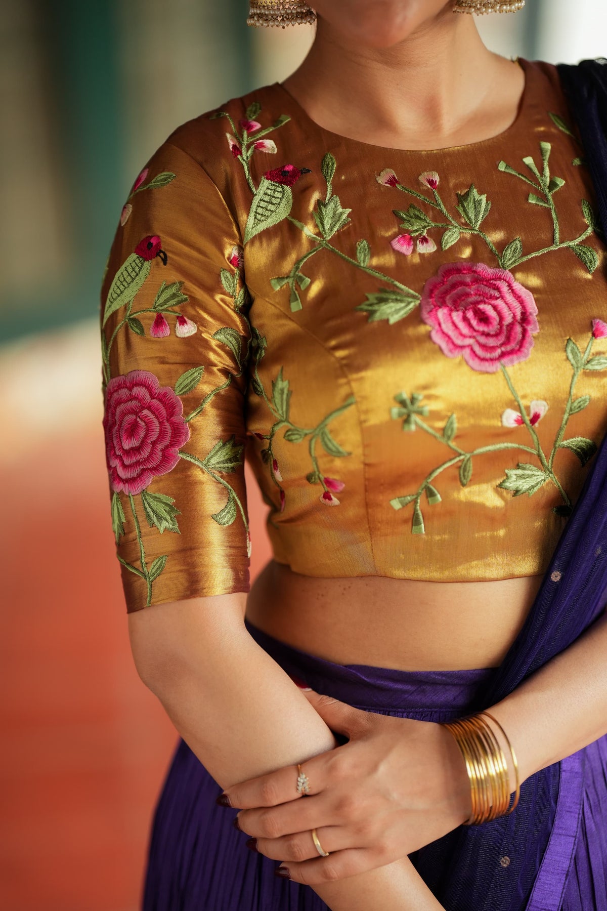 Purple gold embroidery lehenga