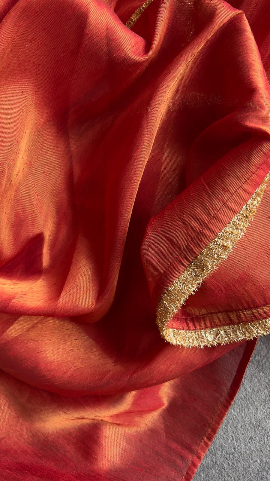 Red soft tissue saree