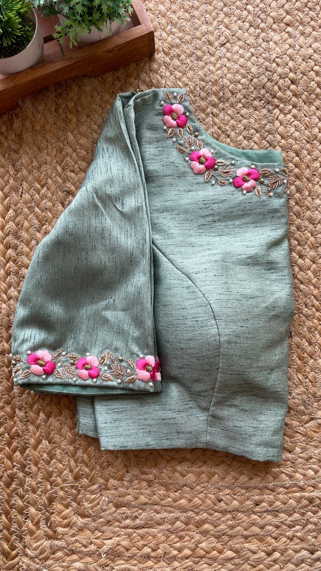 Pista silk floral intricate hand worked blouse