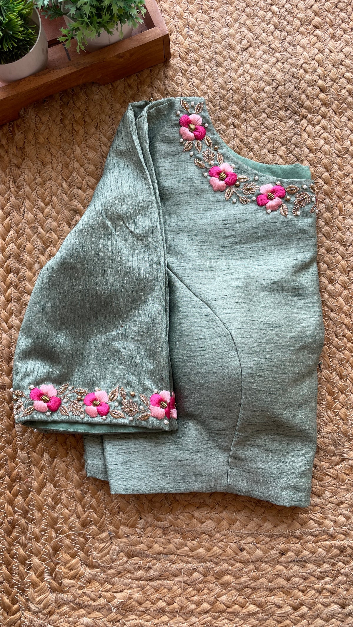 Pista silk floral intricate hand worked blouse