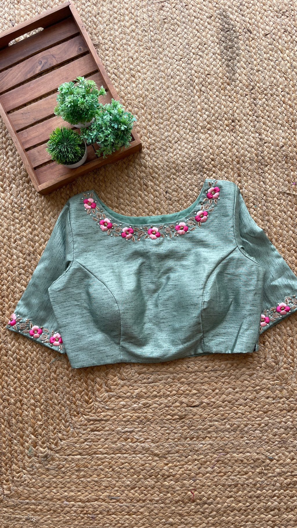 Pista silk floral intricate hand worked blouse