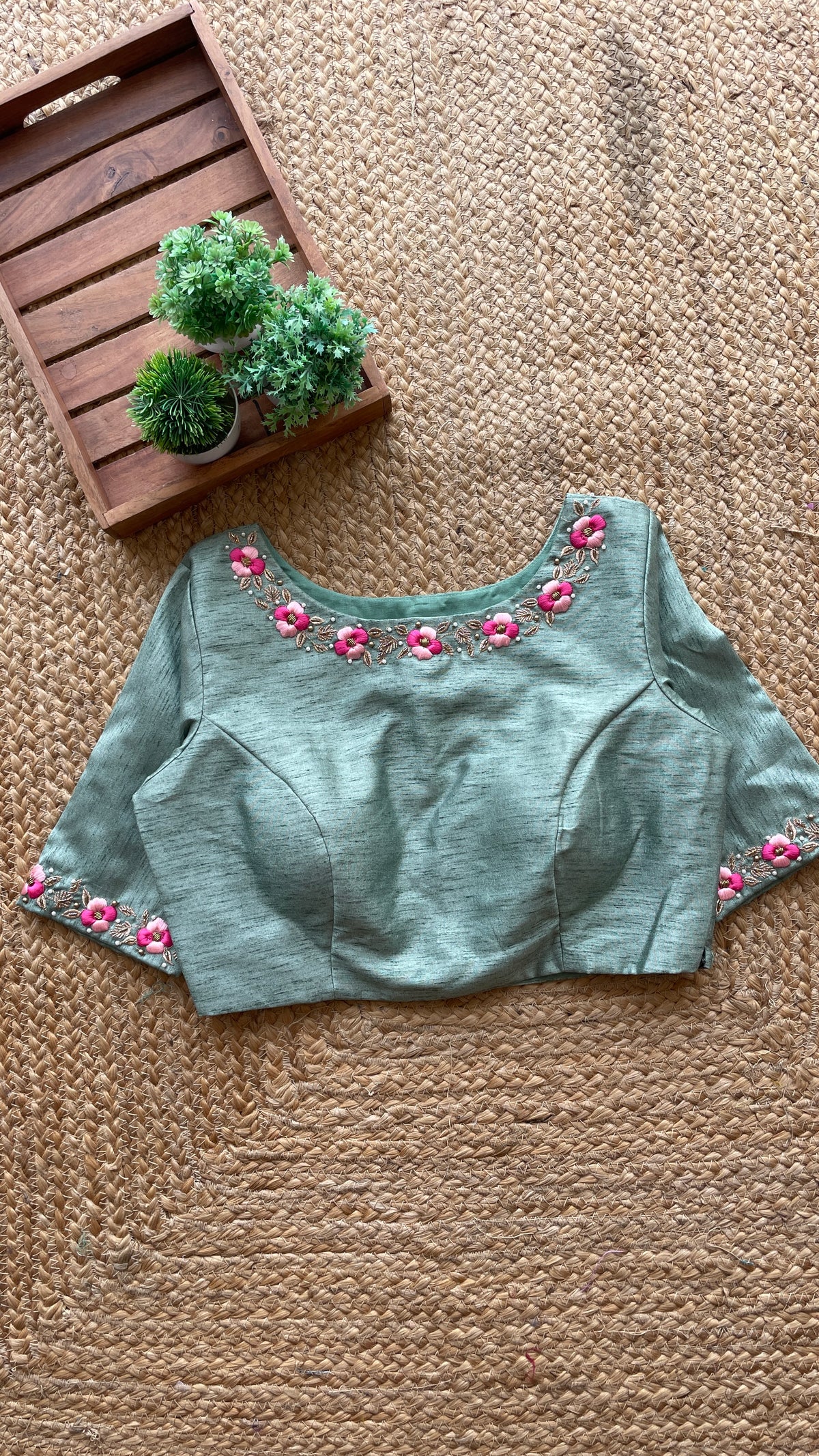 Pista silk floral intricate hand worked blouse