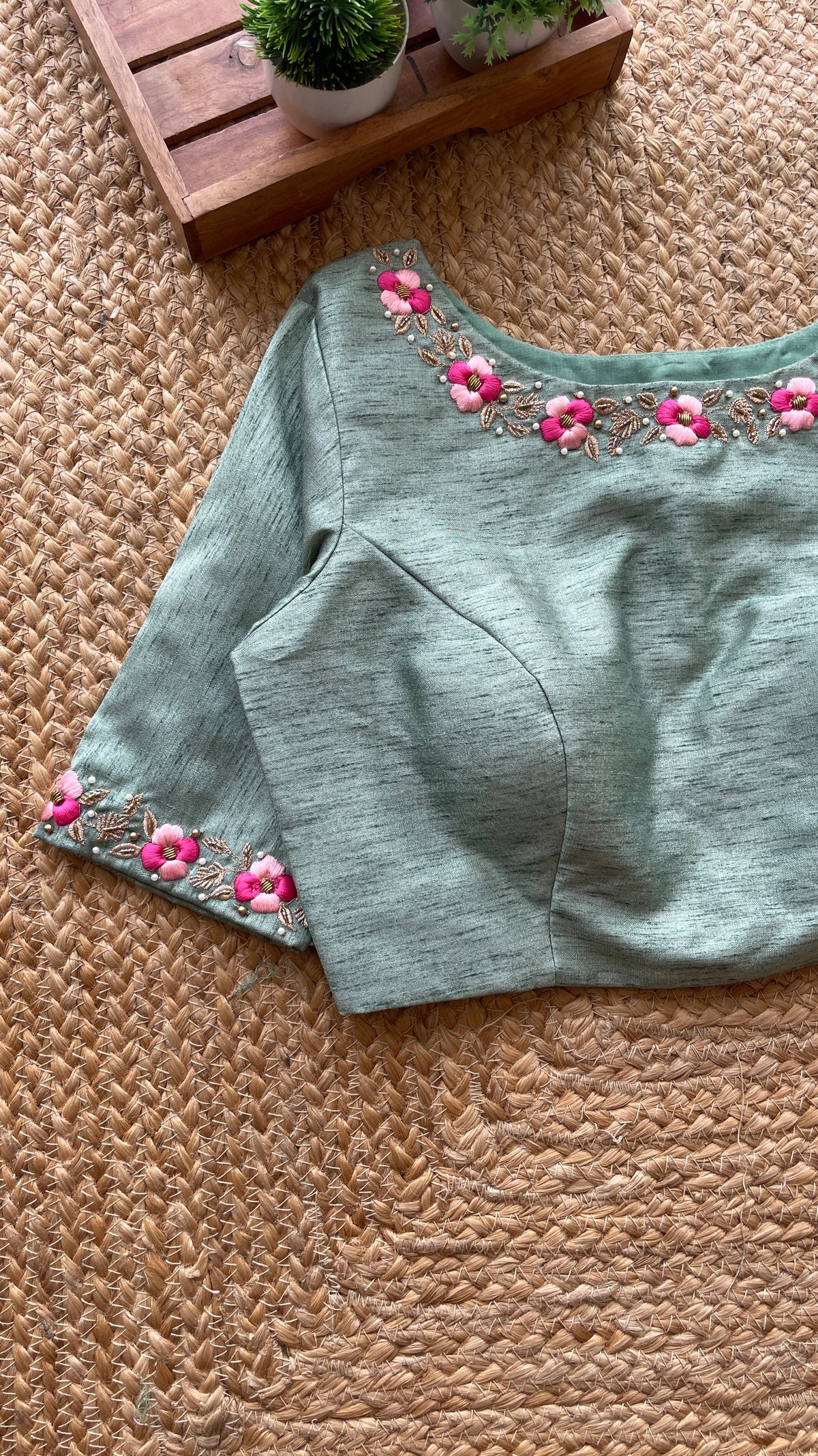 Pista silk floral intricate hand worked blouse