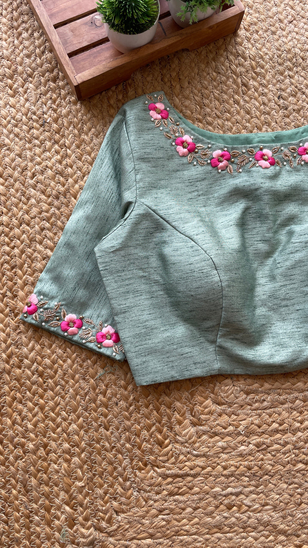 Pista silk floral intricate hand worked blouse