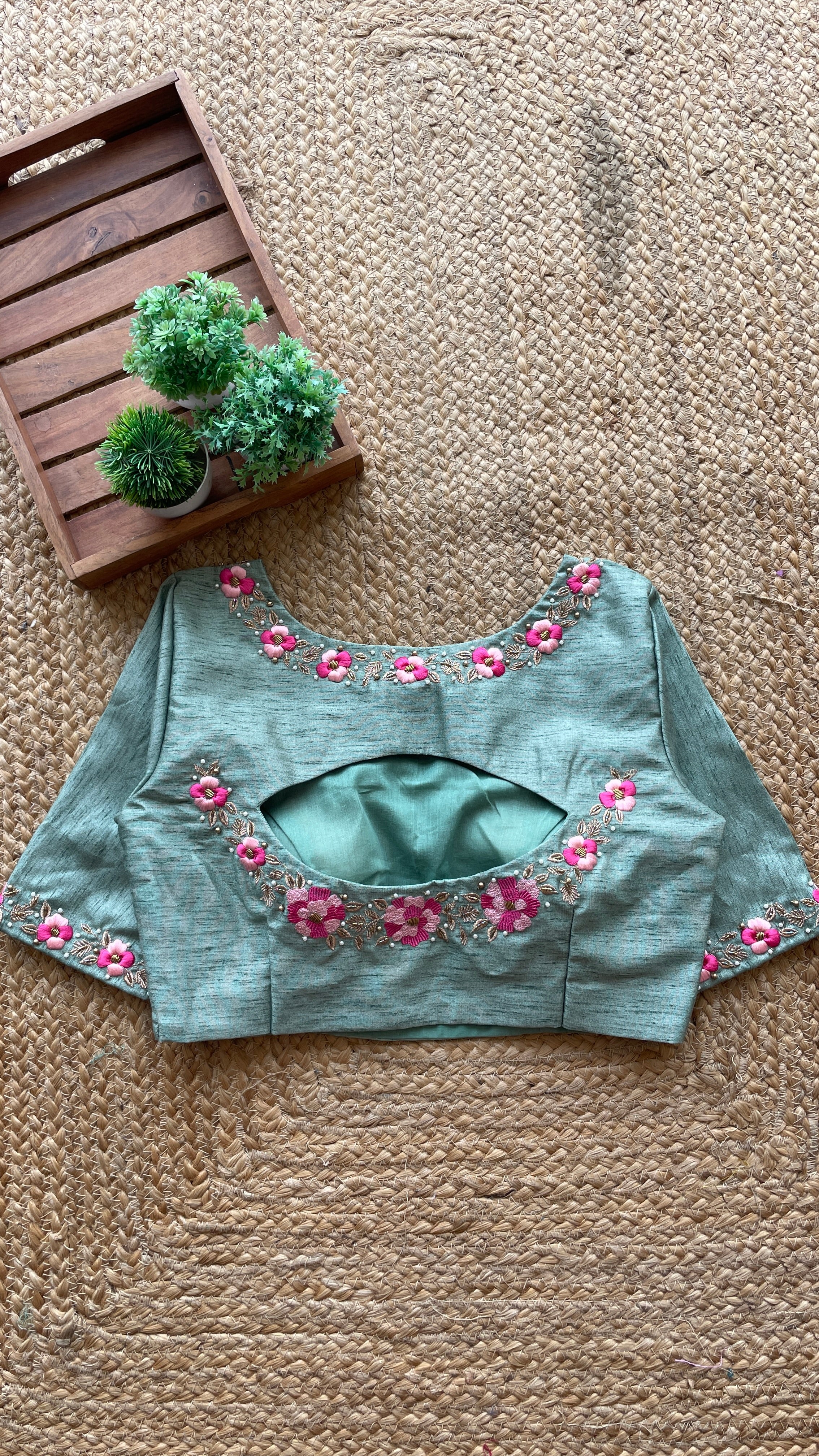Pista silk floral intricate hand worked blouse