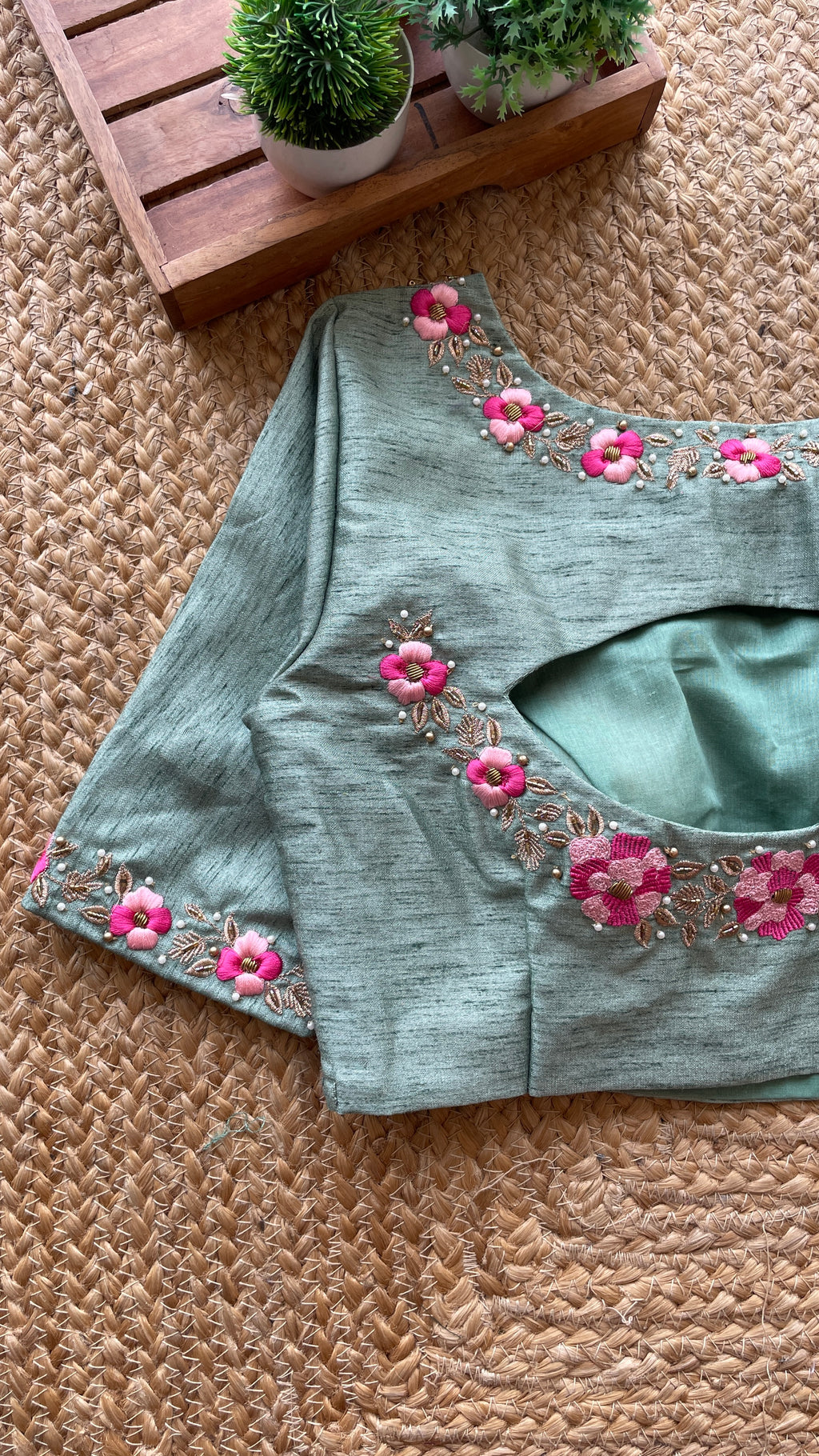 Pista silk floral intricate hand worked blouse