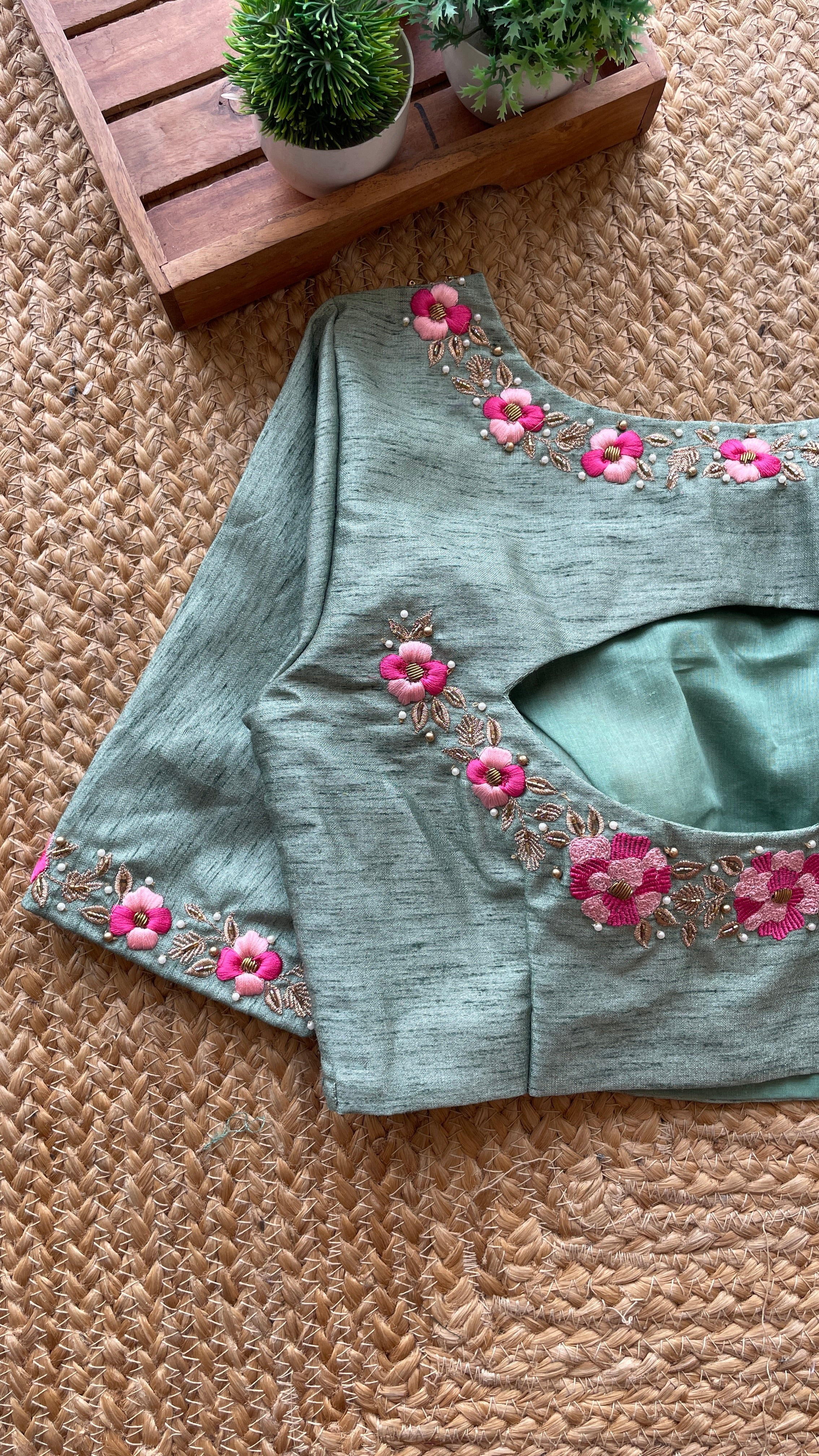 Pista silk floral intricate hand worked blouse
