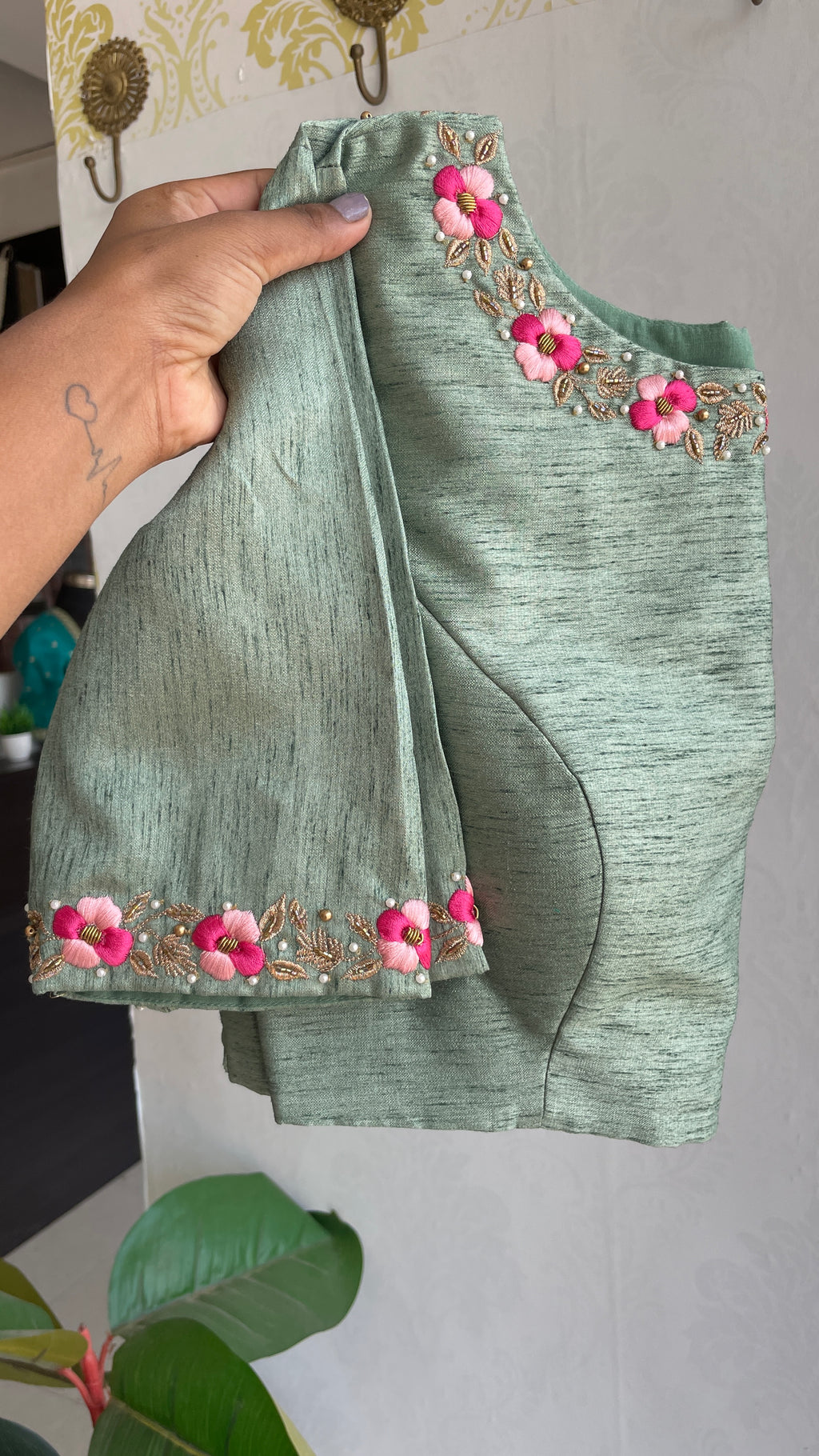 Pista silk floral intricate hand worked blouse