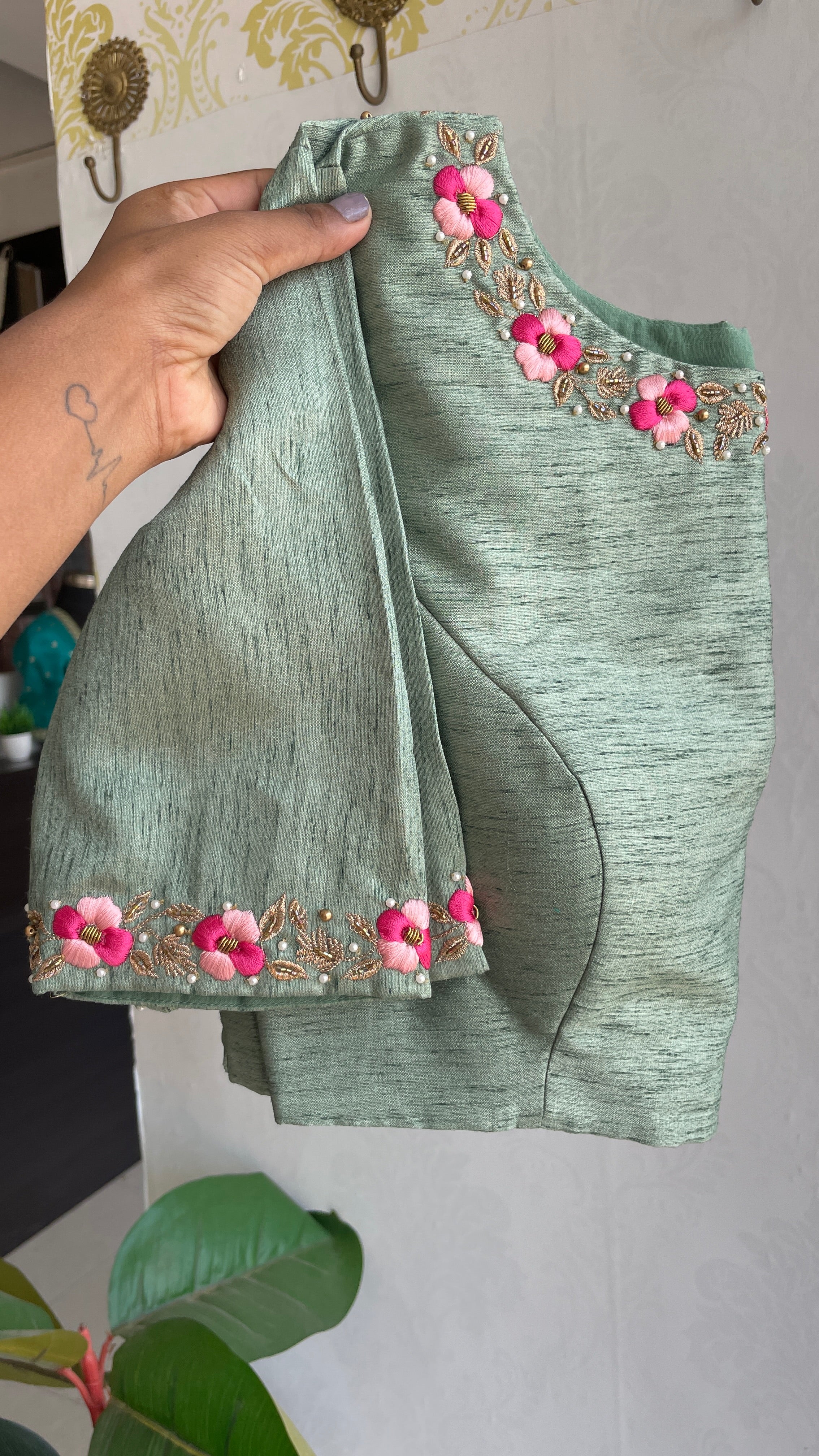 Pista silk floral intricate hand worked blouse