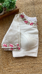 White floral intricate hand worked blouse