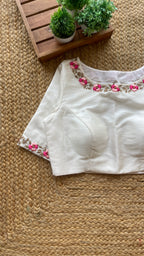 White floral intricate hand worked blouse