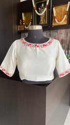 White floral intricate hand worked blouse