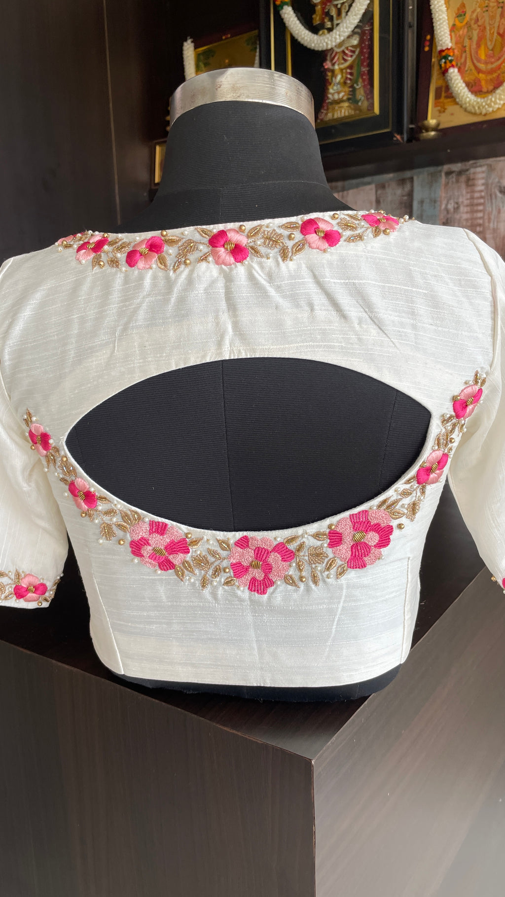 White floral intricate hand worked blouse