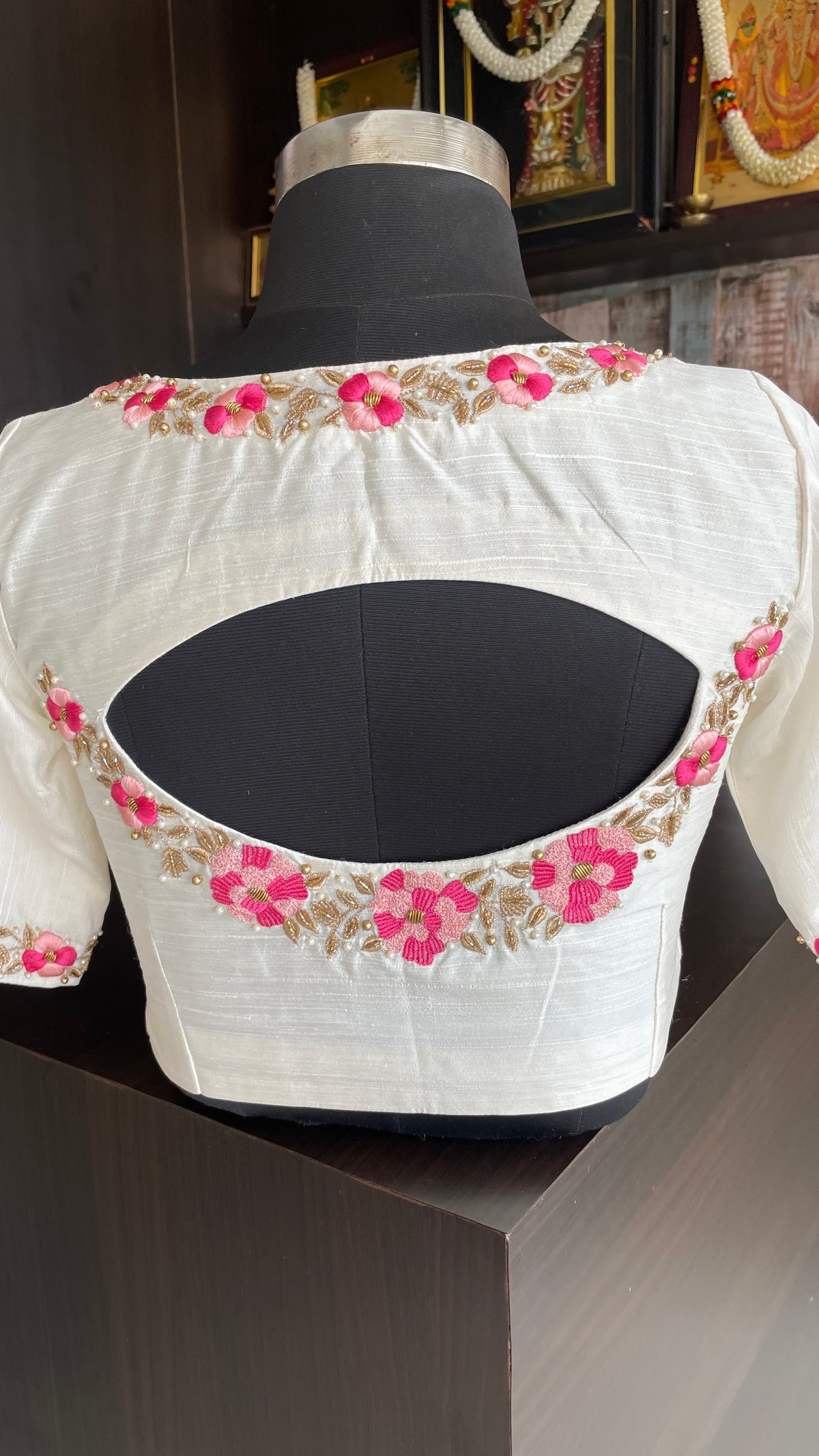 White floral intricate hand worked blouse
